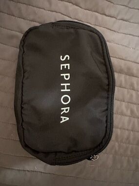 Sephora Black Cosmetic Pouch with White Logo